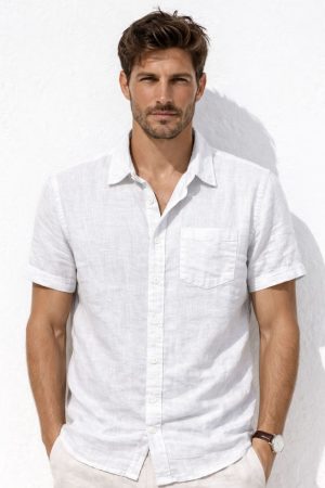 Camisa cuello de hilo algodón