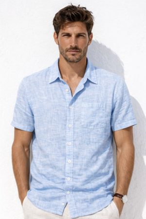 Camisa cuello de hilo algodón