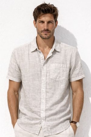 Camisa cuello de hilo algodón