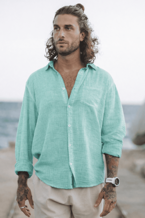 camisa hilo cuello manga larga