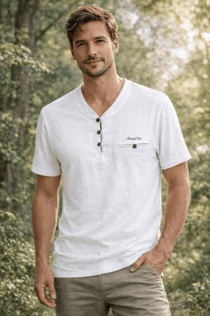 camiseta ibicenca botones - XL, BLANCO