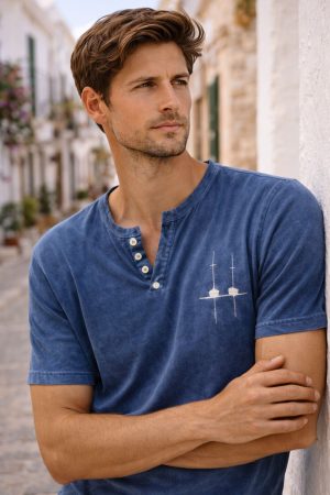 camiseta botones barcos calma - 3XL, azul strong