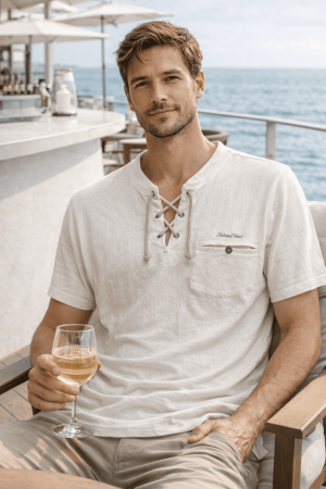 camiseta ibicenca cuerdas - XXL, BEIG 1023