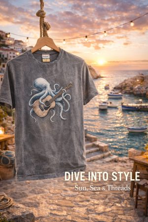 camiseta pulpo - M, plomo