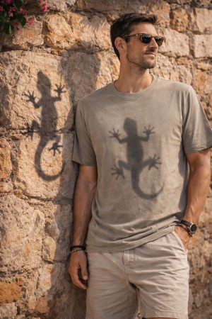 camiseta sargantana silueta - L, kaki