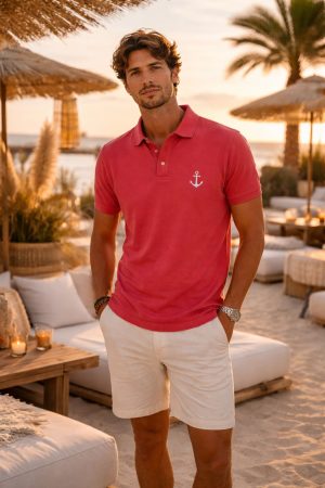 polo granito ancla - XL, rojo