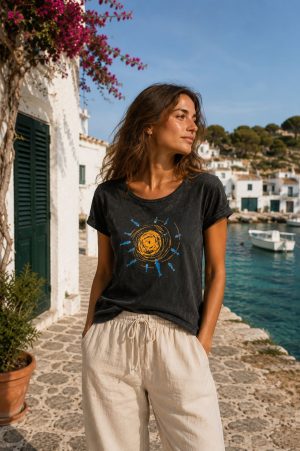 camiseta peces mujer - L